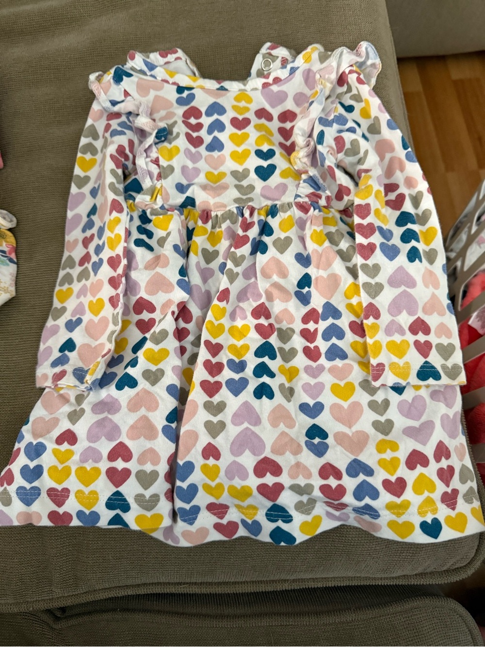 Baby girl Heart-Print Long Sleeve Dress - Multicolor